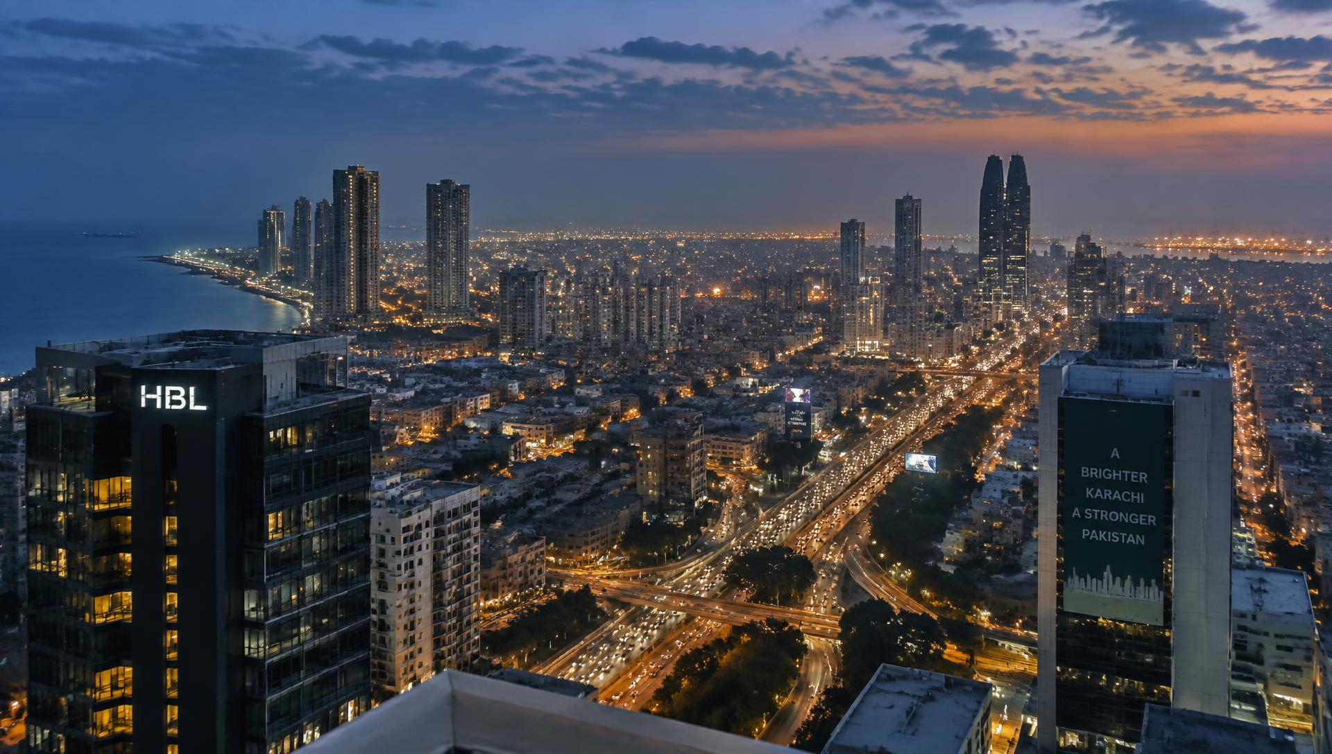 Karachi skyline at dusk